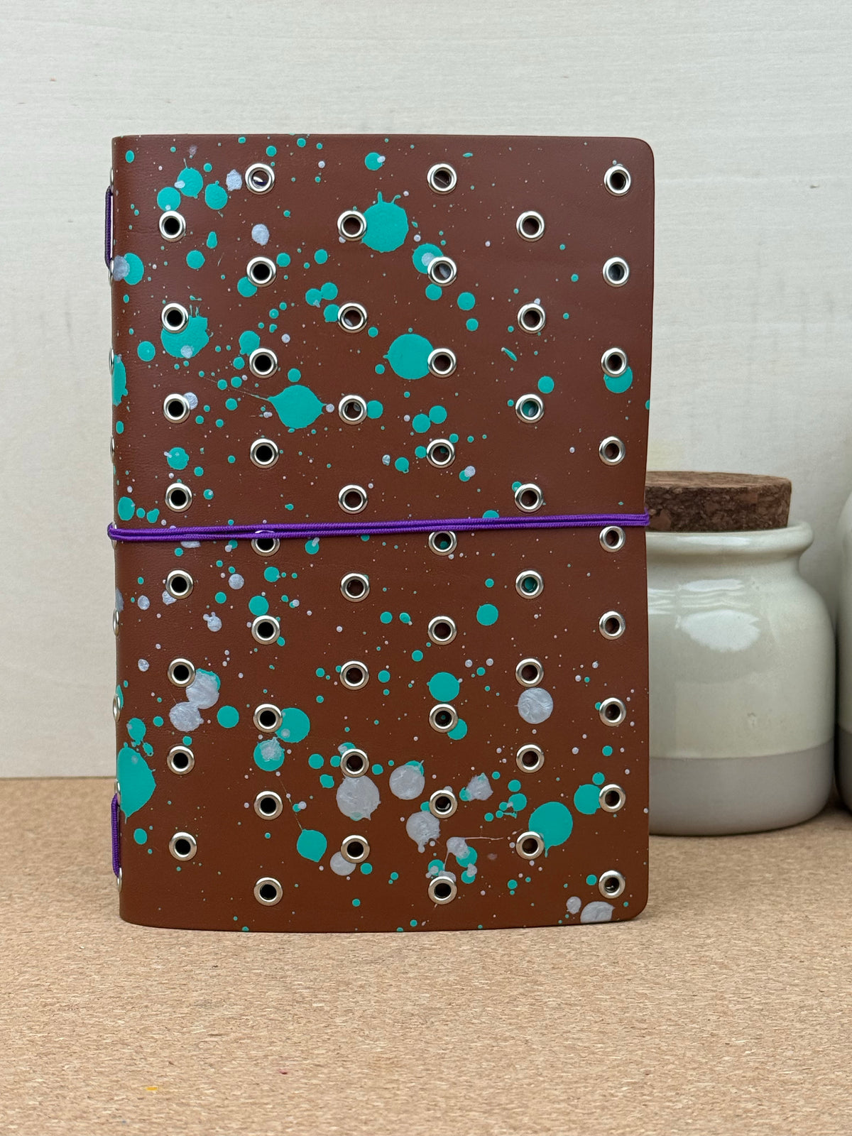 Imperfect Concepts Niko Leather Notebook - B6 Trifold - Painted Chocolate w/ Silver Grommets