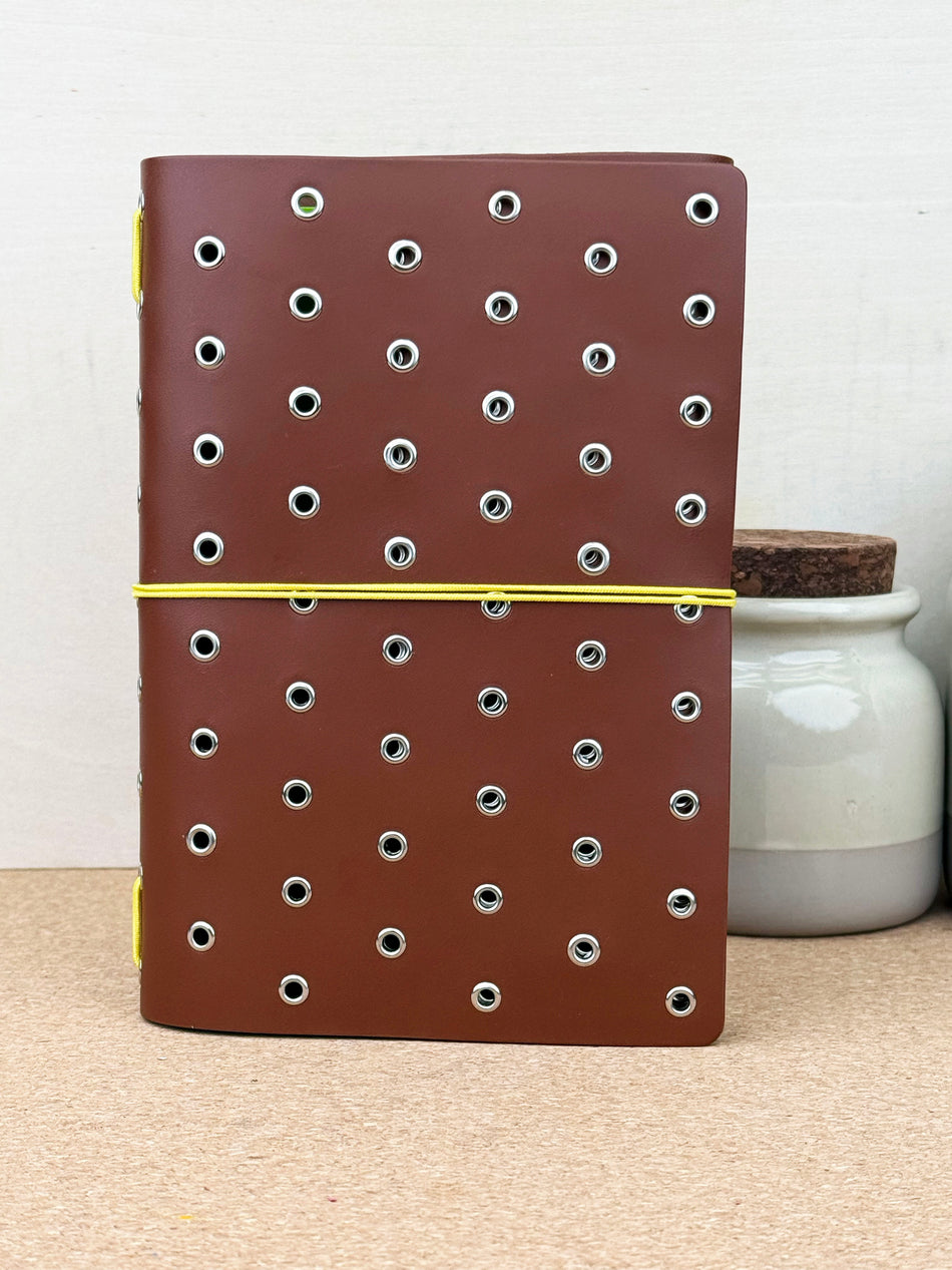 Imperfect Concepts Niko Leather Notebook - B6 Trifold - Chocolate w/ Silver Grommets