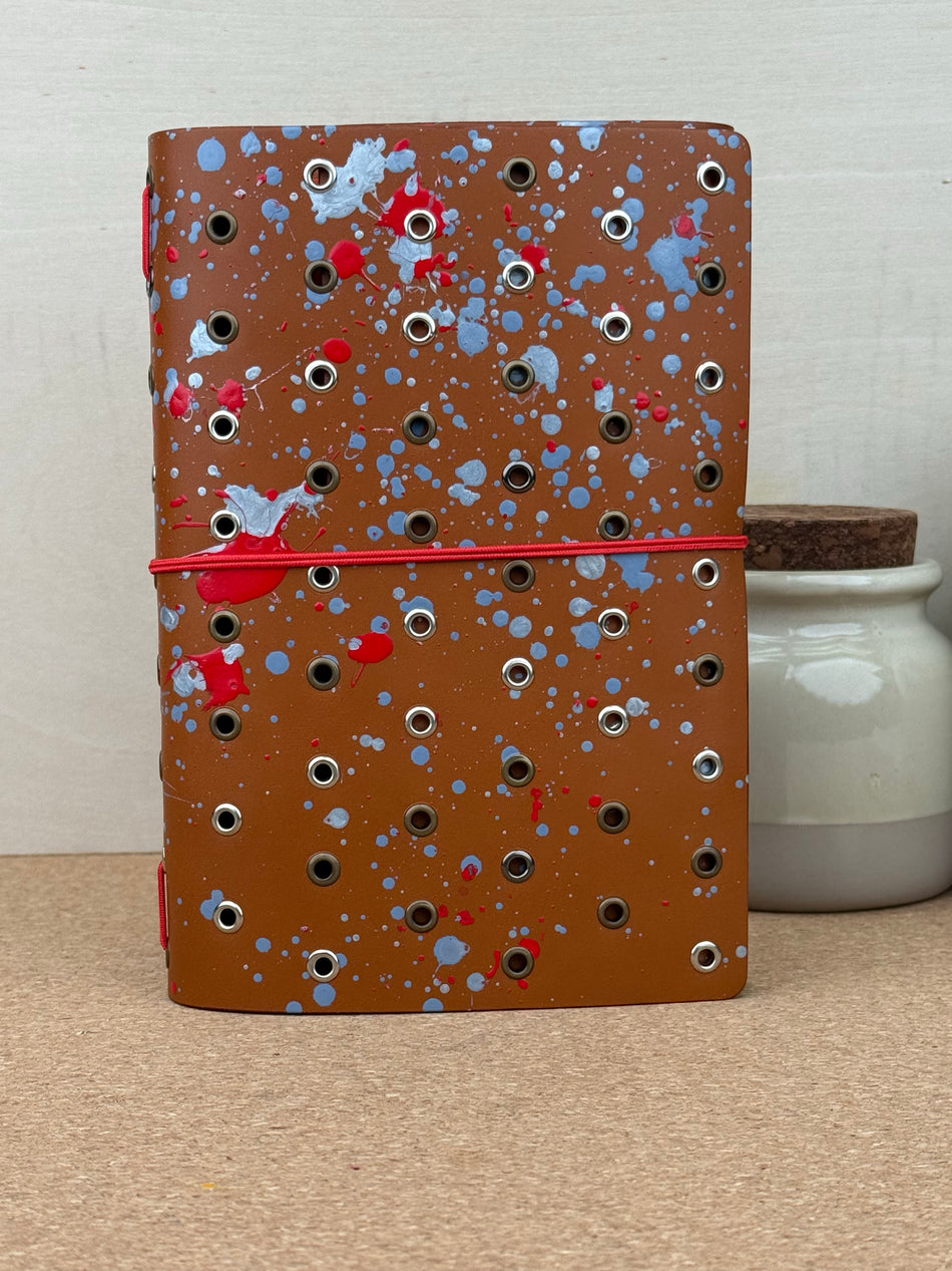 Imperfect Concepts Niko Leather Notebook - B6 Trifold - Painted Cognac w/ Mixed Metal Grommets