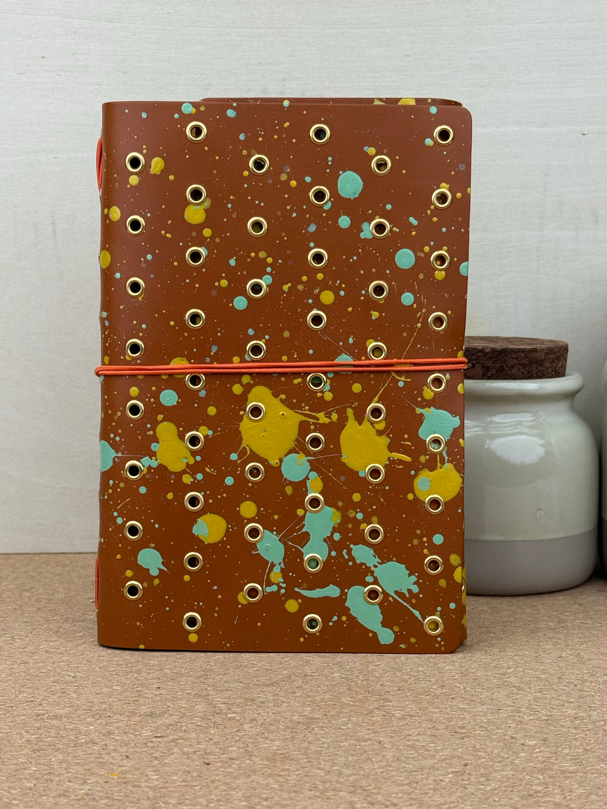 Imperfect Concepts Niko Leather Notebook - B6 Trifold - Painted Cognac w/ Gold Grommets