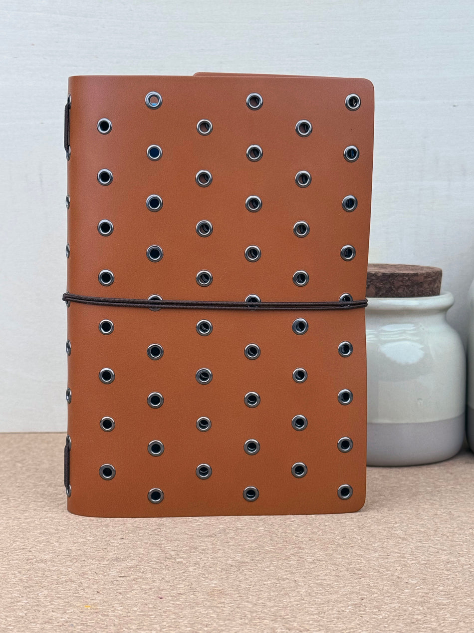 Imperfect Concepts Niko Leather Notebook - B6 Trifold - Cognac w/ Gunmetal Grommets
