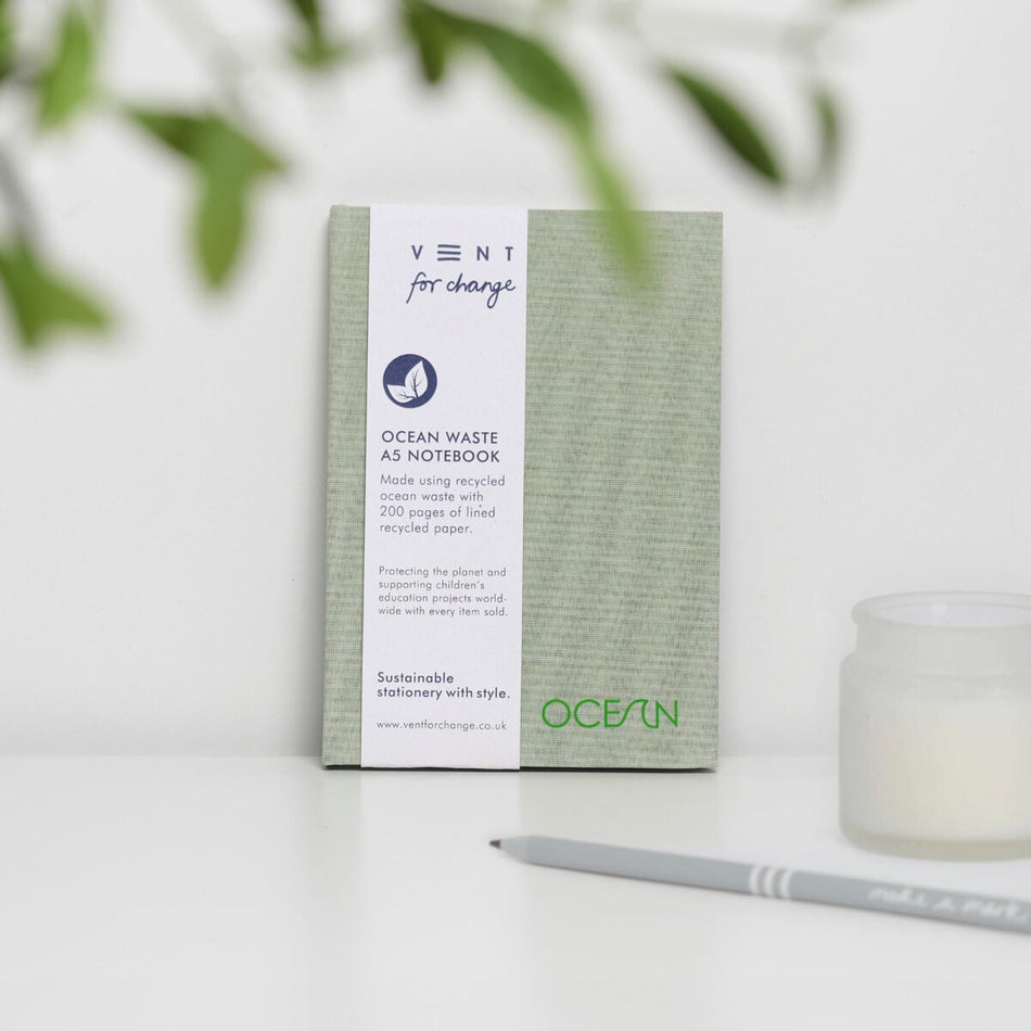 VENT for change A5 Ocean Waste Lined Notebook - Green Algae