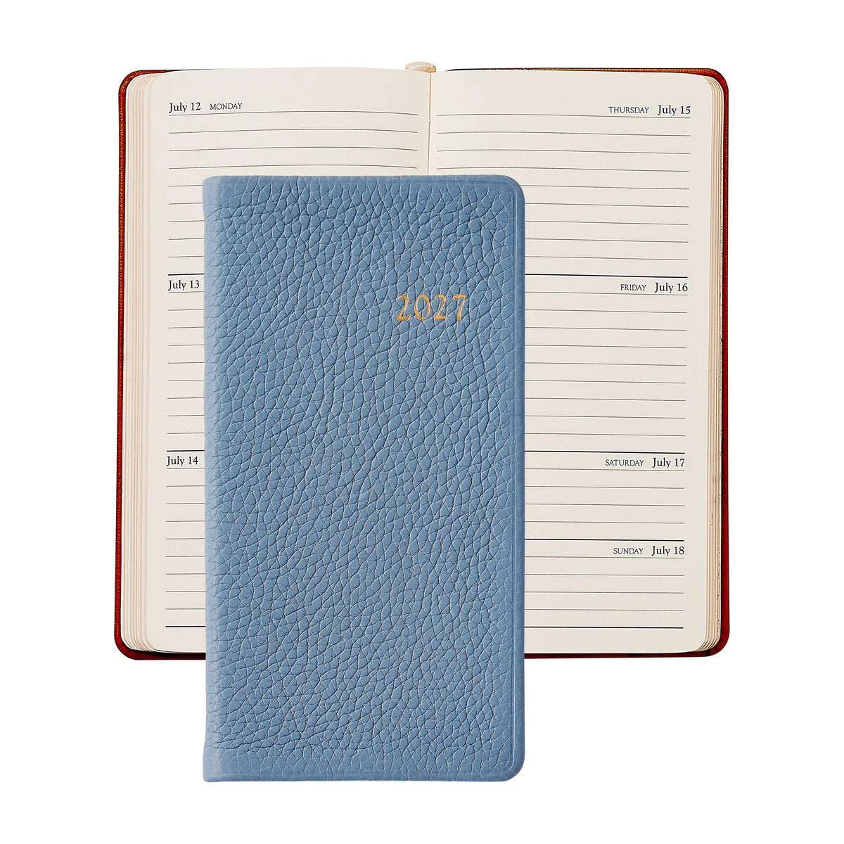 GI 2027 6' Pocket Datebook Pebble Grain Leather - Slate Blue