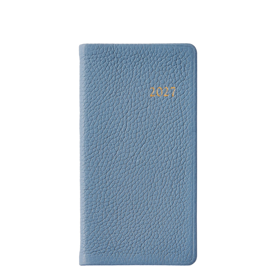 GI 2027 6' Pocket Datebook Pebble Grain Leather - Slate Blue