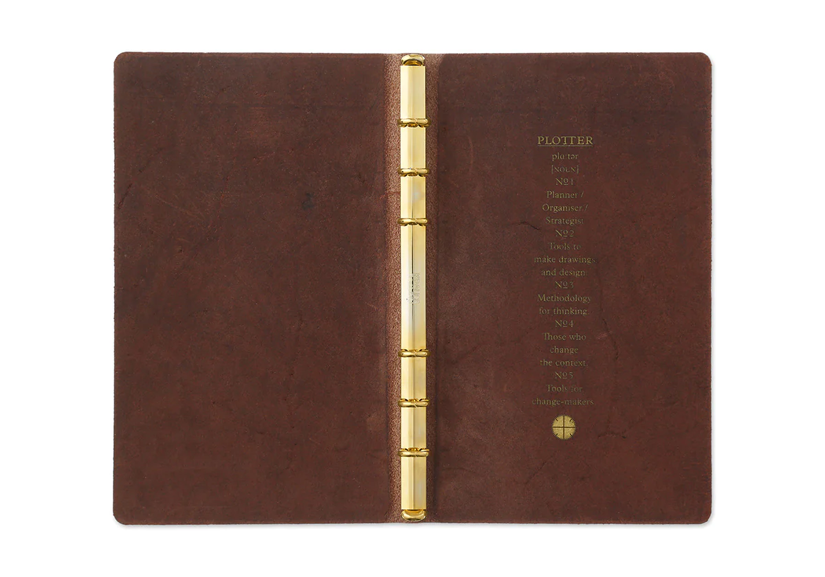 PLOTTER Pueblo 6Ring Leather Binder Bible Size *GOLD AND SILVER RIN