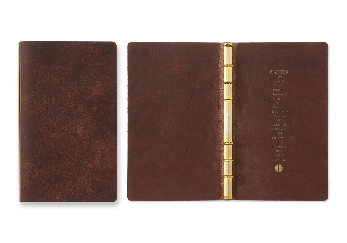 PLOTTER Pueblo 6Ring Leather Binder Bible Size *GOLD AND SILVER RIN