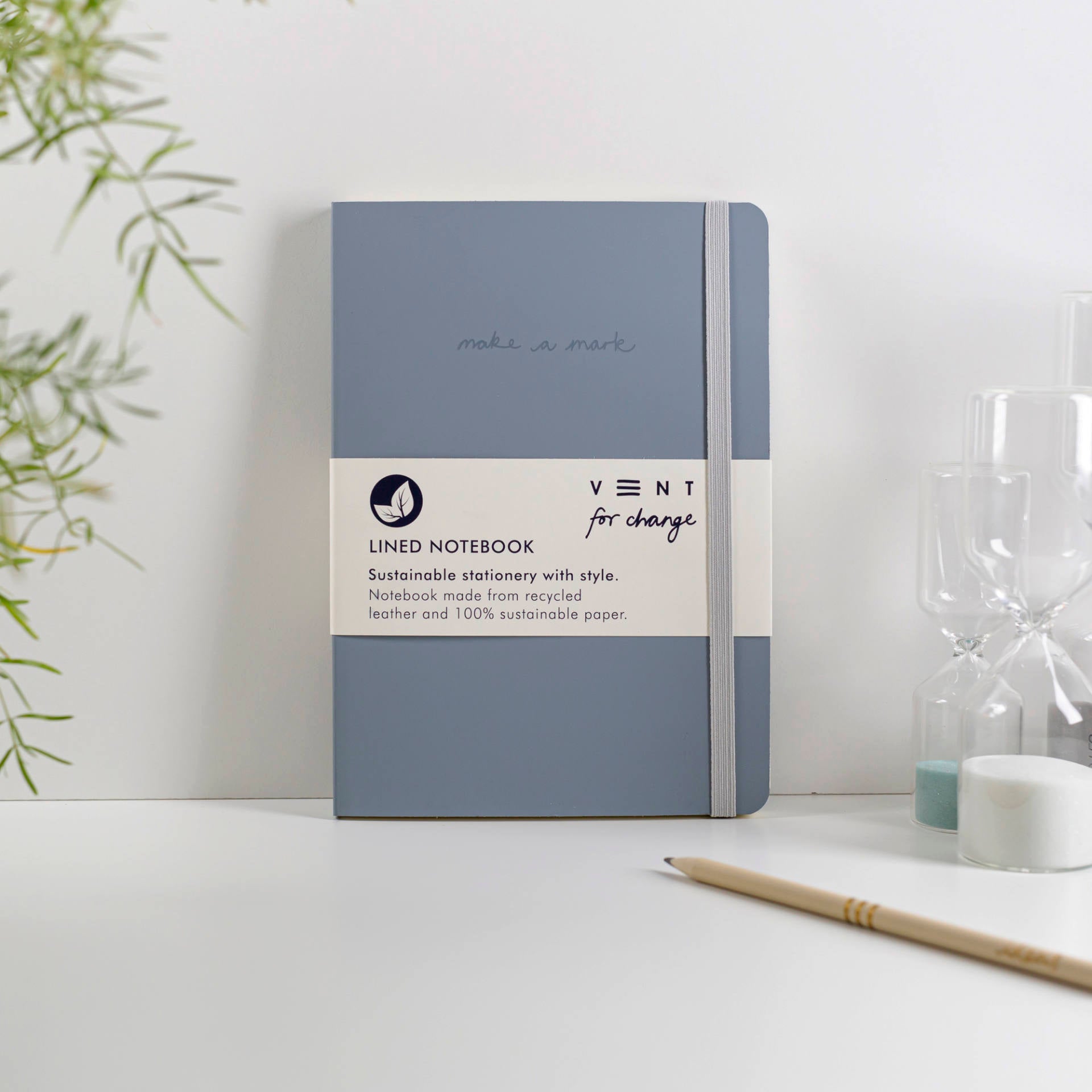 VENT for change A5 Notebook Recycled Leather - Dusty Blue – Flax Pen to ...