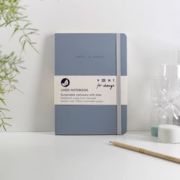 VENT for change A5 Notebook Recycled Leather - Dusty Blue
