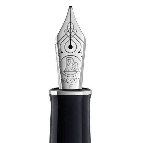 Pelikan Souverän M 805 Fountain Pen - Black/Blue with Silver Accents