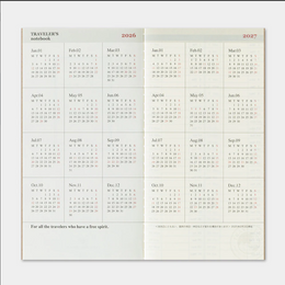 TRAVELER'S Notebook Regular Size Refill - 2026 Weekly Vertical (July to December)