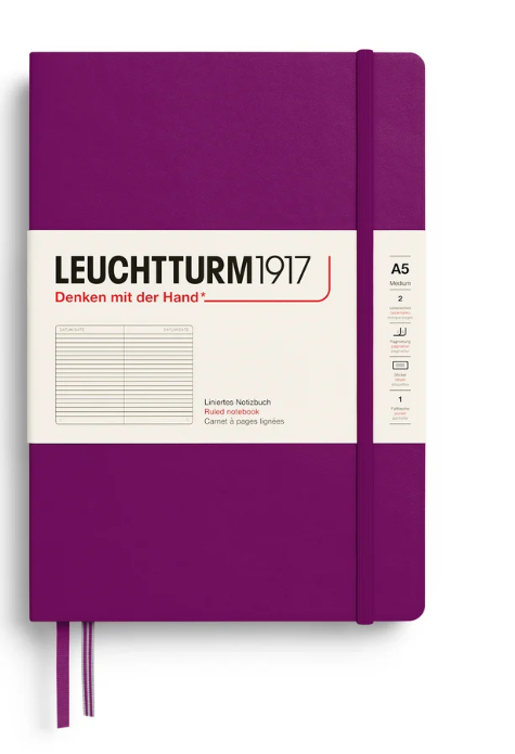 LEUCHTTURM1917 Notebook HC Medium (A5), 251 p, Ruled- Burgundy