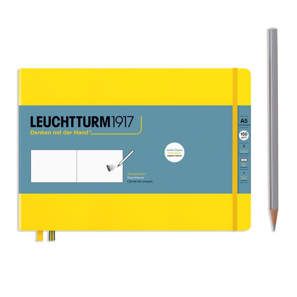LEUCHTTURM1917 Sketchbook Landscape (A5), Hardcover, 112 pages (150gsm), plain - Lemon