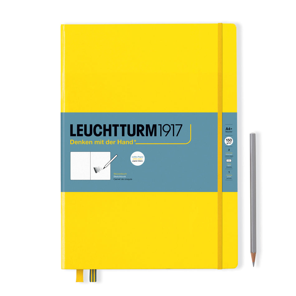 LEUCHTTURM1917 Sketchbook Master (A4+), Hardcover, 112 pages (150gsm), plain - Lemon Yellow