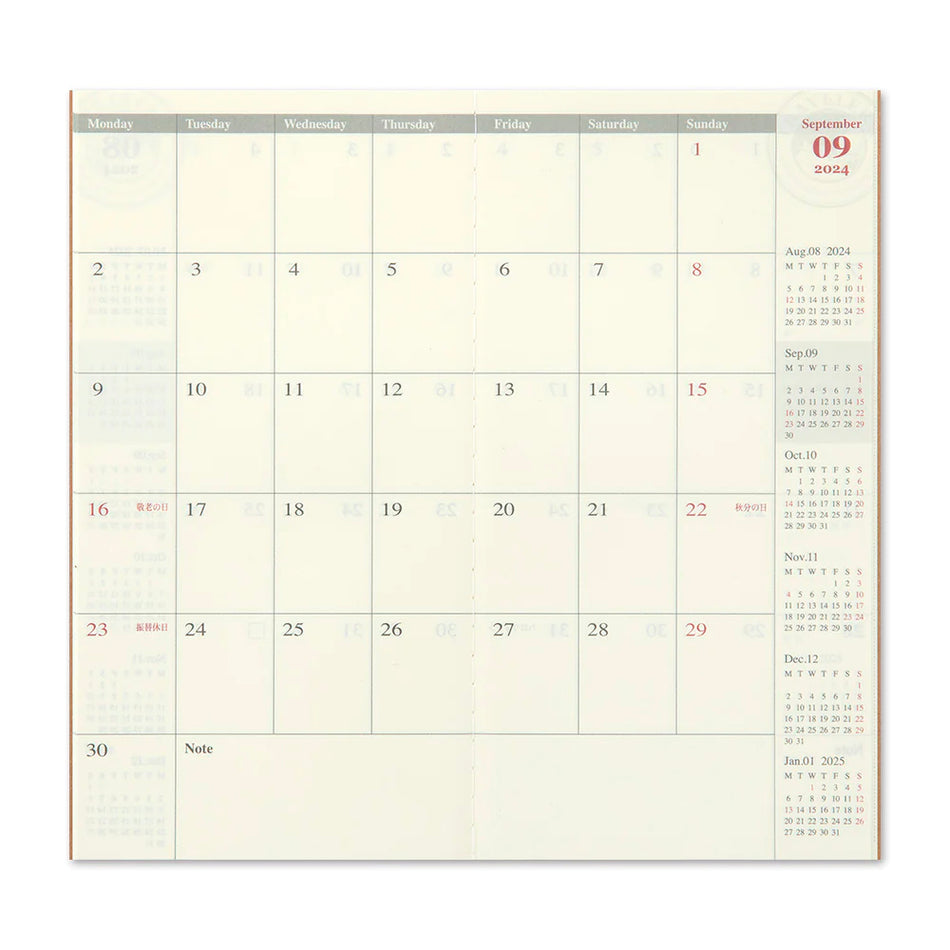 TRAVELER'S notebook Refill 2024 Monthly (Regular Size)