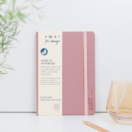 VENT for change A5 Notebook Recycled Leather - EDIT Powder Pink
