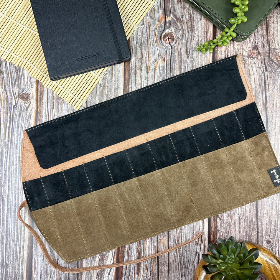 Girologio 10 Pen Roll - Rustic Saddle
