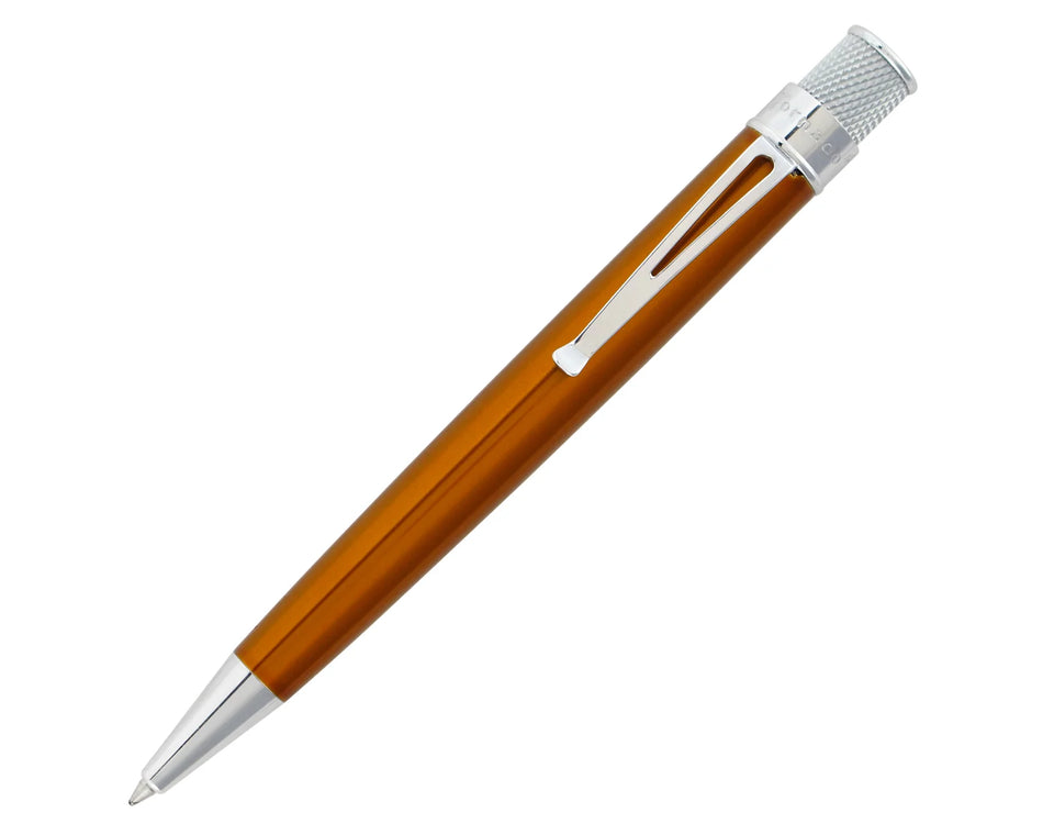 Retro 1951 Tornado Rollerballs -Classic Lacquer with Chrome Trim - Orange