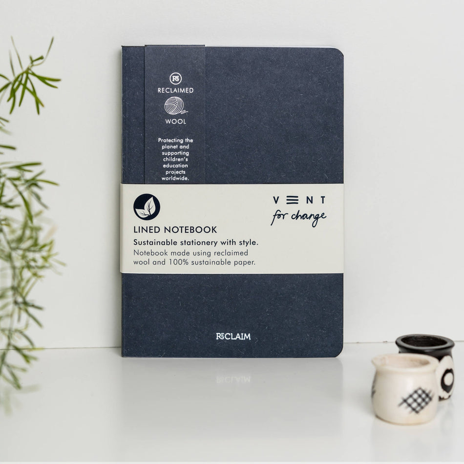 VENT for change Reclaimed Wool A5 Lined Notebook - Blue