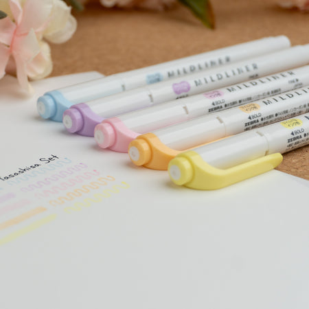 Zebra Mildliner Double Sided Highlighter - Soft Mild (Yasashisa) Color Set (New!) Example 2