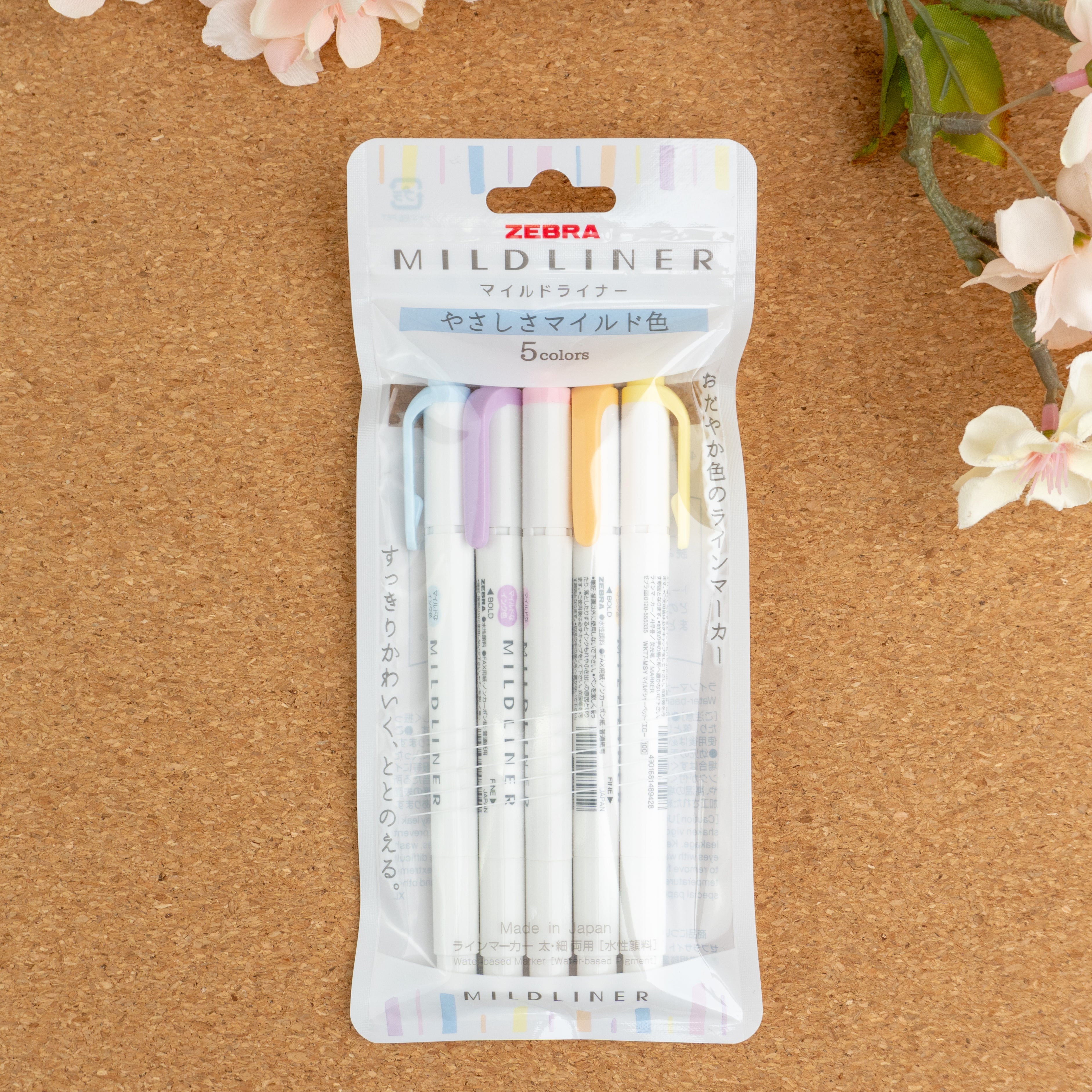 Zebra Mildliner Double Sided Highlighter - Soft Mild (Yasashisa) Color Set (New!) Package 1