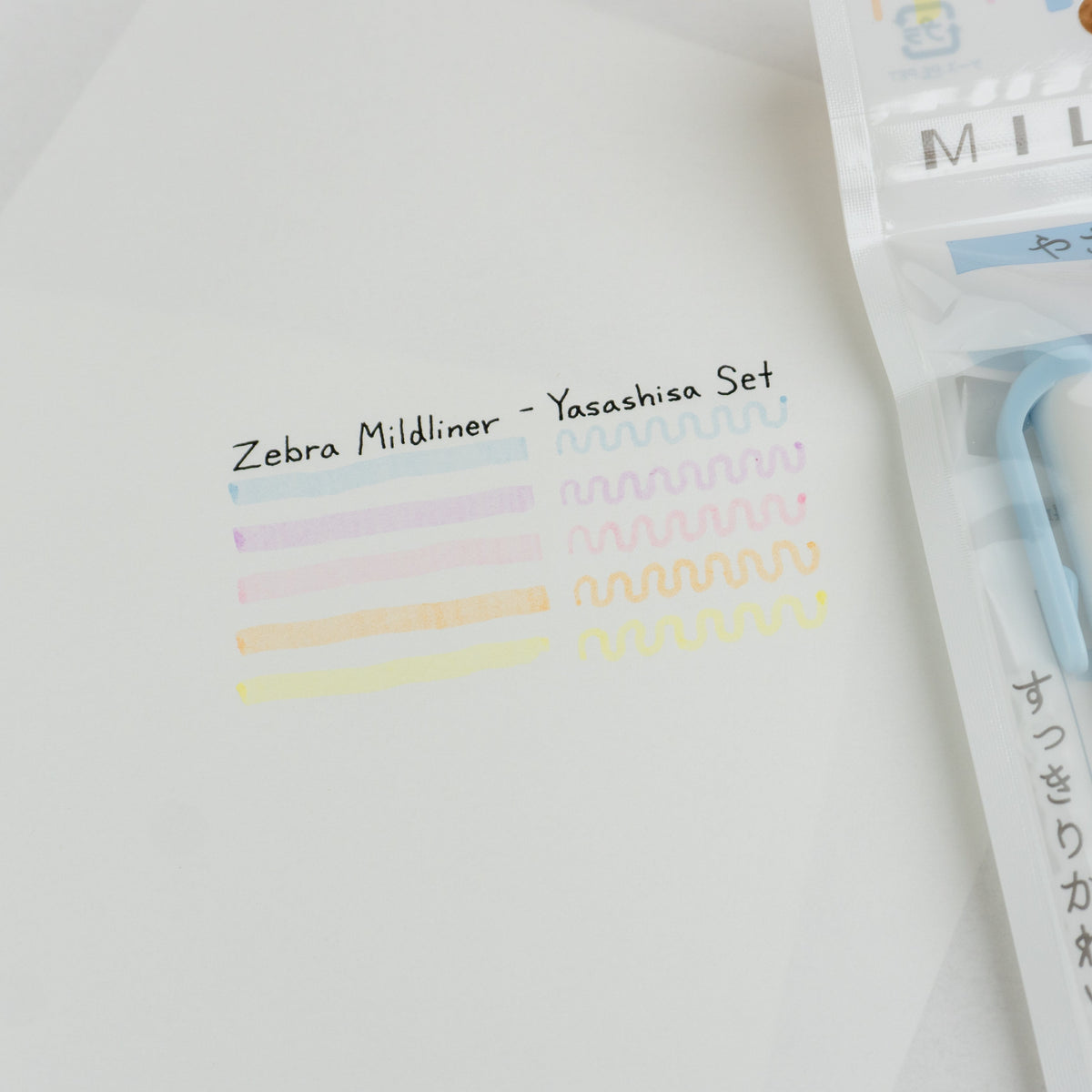 Zebra Mildliner Double Sided Highlighter - Soft Mild (Yasashisa) Color Set (New!) Swatch 3