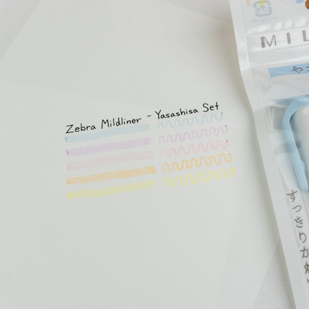 Zebra Mildliner Double Sided Highlighter - Soft Mild (Yasashisa) Color Set (New!) Swatch 3