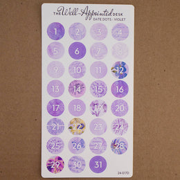 Date Dots Sticker Sheet (24-017): Purple
