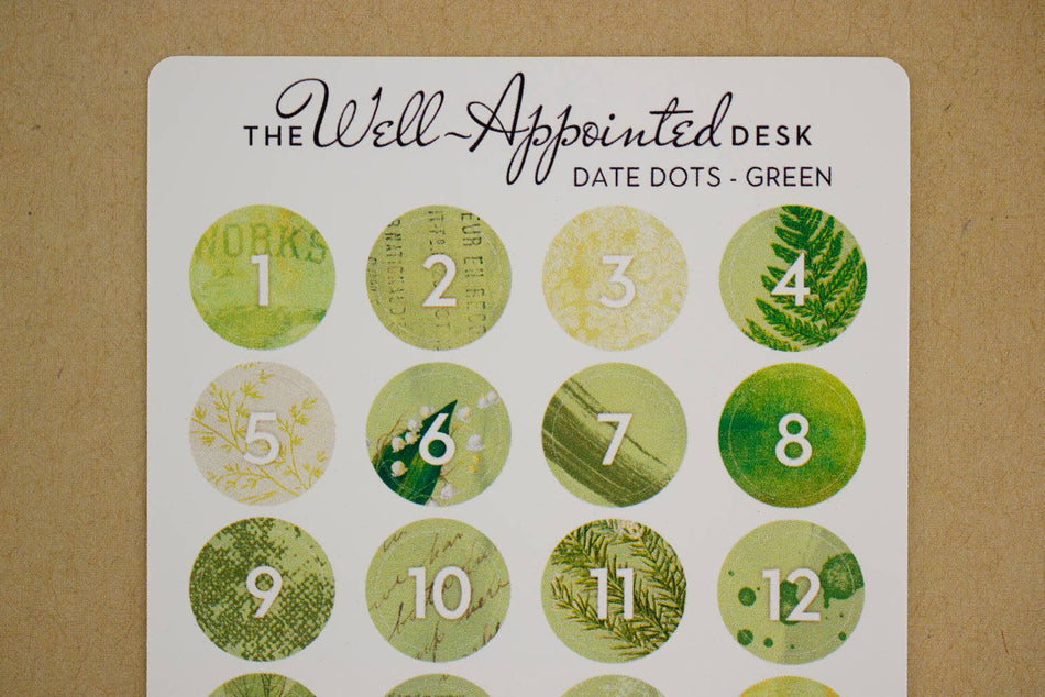Date Dots Sticker Sheet (24-017): Green
