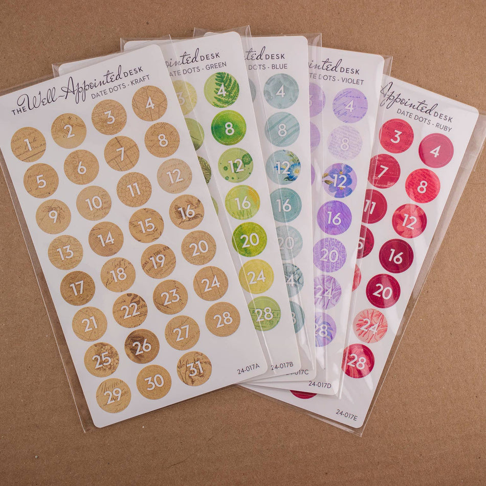 Date Dots Sticker Sheet (24-017): Green
