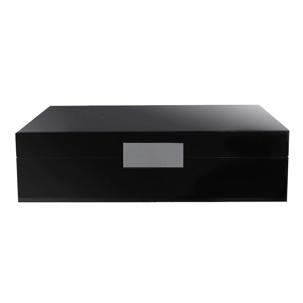 Addison Ross - Black Lacquer Large Storage Box With Silver Trim