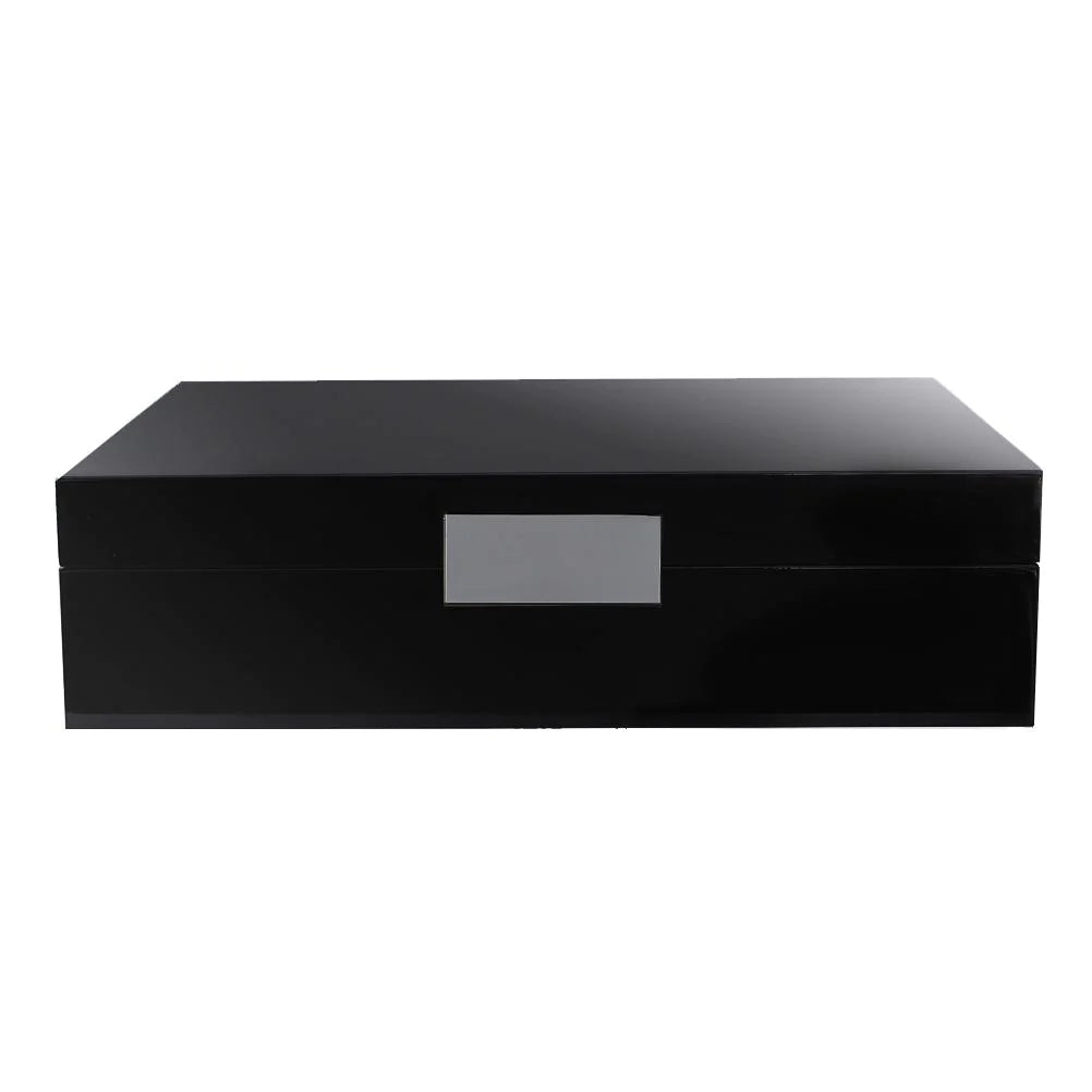 Addison Ross - Black Lacquer Large Storage Box With Silver Trim