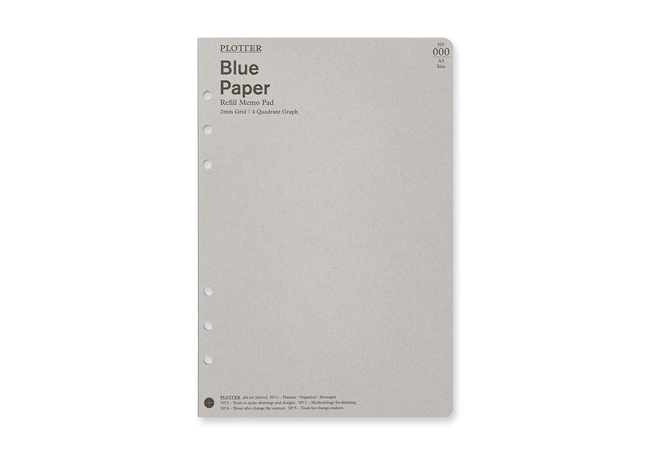 PLOTTER Blue Paper 2mm Grid Quadrant Graph 80sheets - A5 Size