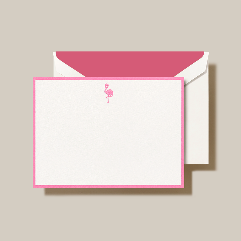 Crane Flamingo Bordered Card