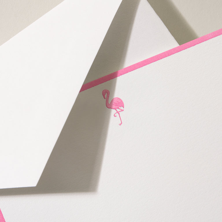 Crane Flamingo Bordered Card