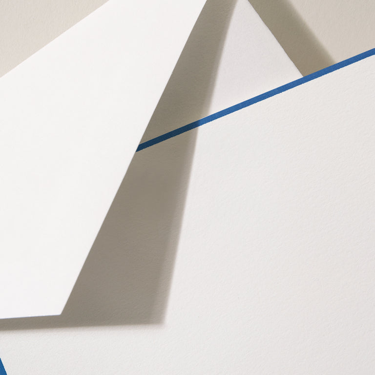 Crane Regent Blue Bordered Pearl White Card