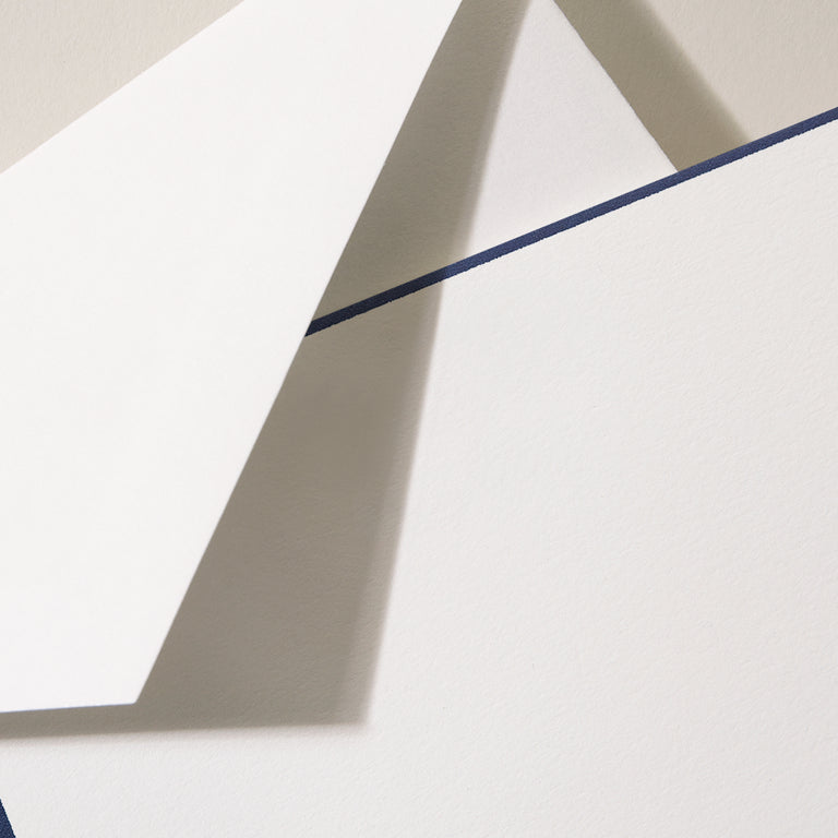 Crane Navy Bordered Pearl White Card