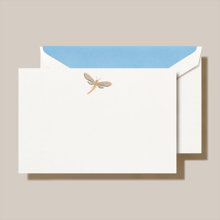 Crane Engraved Dragonfly Correspondence Card