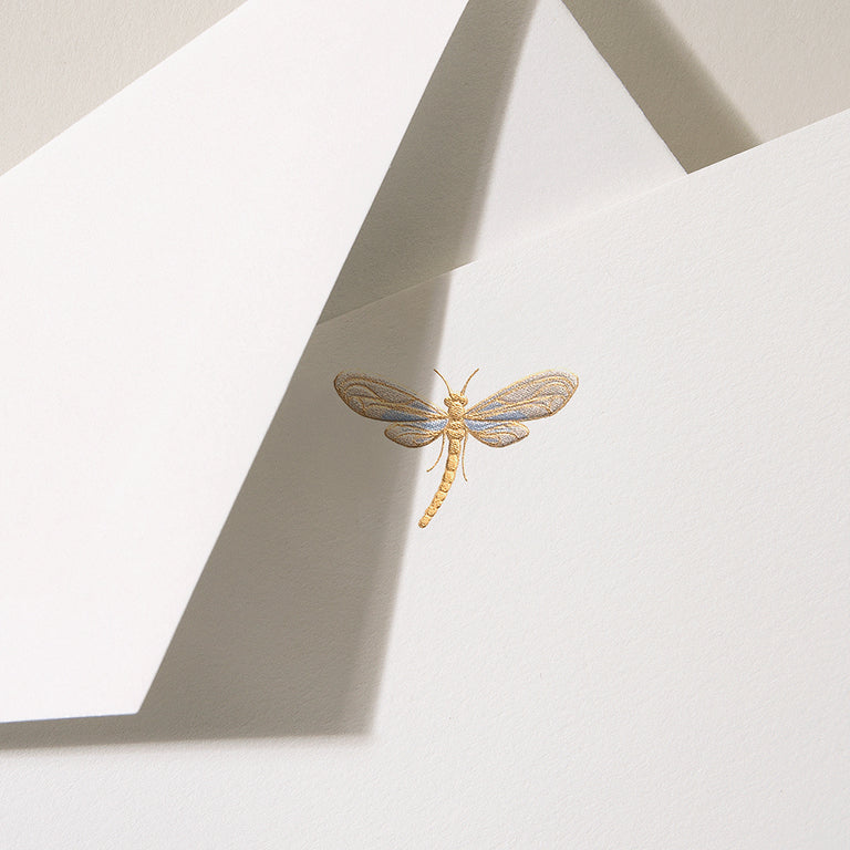 Crane Engraved Dragonfly Correspondence Card