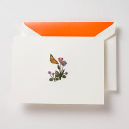 Crane Butterfly and Flowers Note