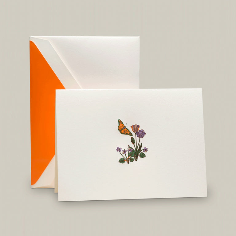 Crane Butterfly and Flowers Note
