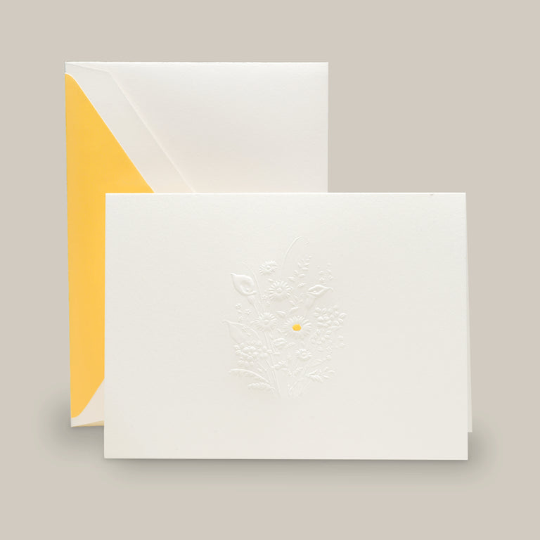 Crane Blind Embossed Flowers Note