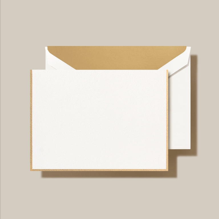 Crane Folded Notes -  Pearl White / Gold Border w/ liner