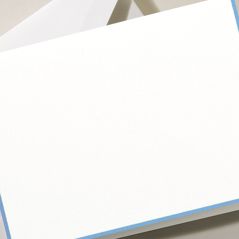 Crane Newport Blue Bordered Pearl White Folded Note