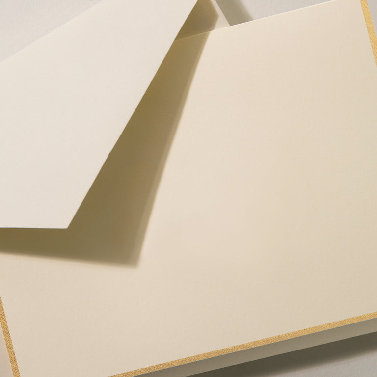 Crane Folded Notes -  Ecru / Gold Border
