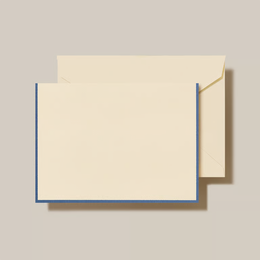 Crane Folded Notes -  Pearl White / Regent Blue Border