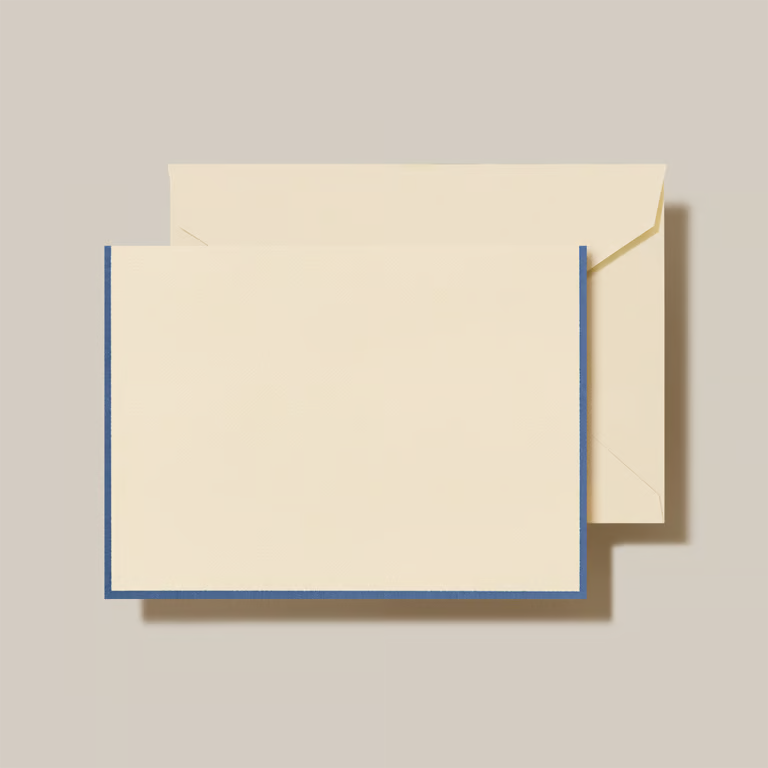 Crane Folded Notes -  Ecru / Regent Blue Border