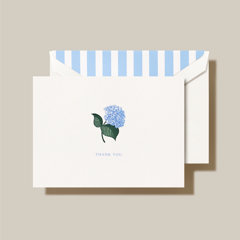 Crane Blue Hydrangea Thank You Note