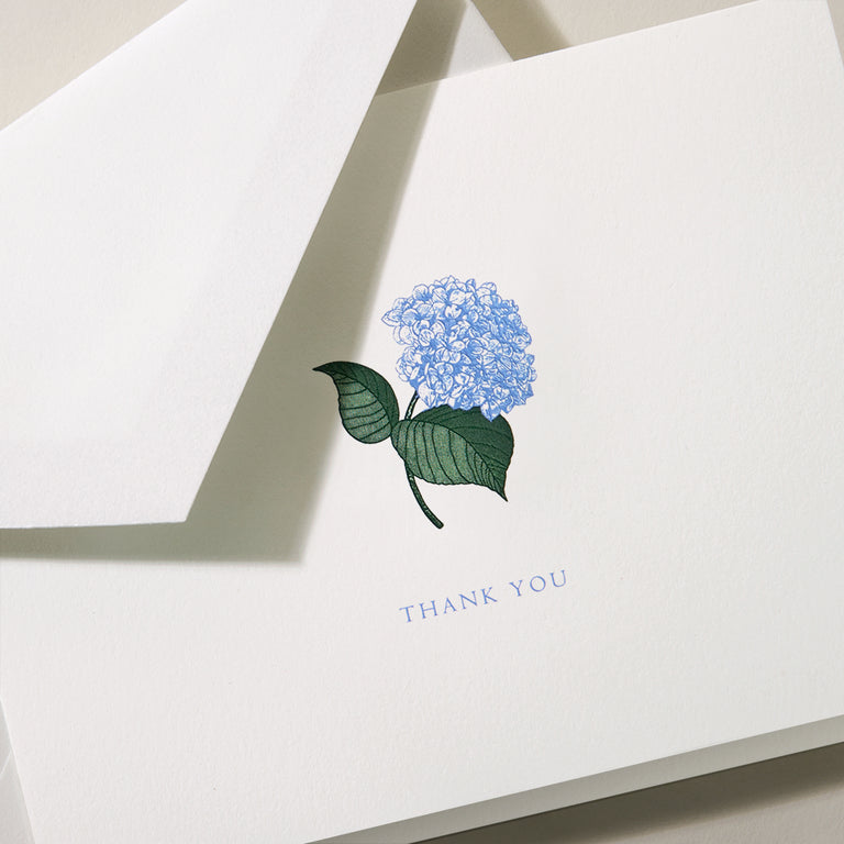 Crane Blue Hydrangea Thank You Note