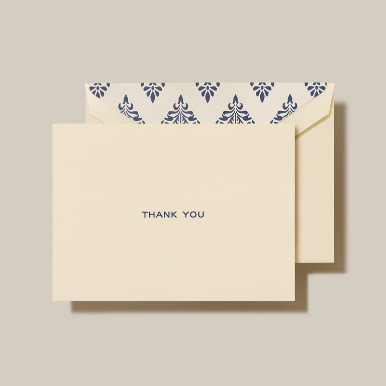 Crane Navy Block Text Thank You Note