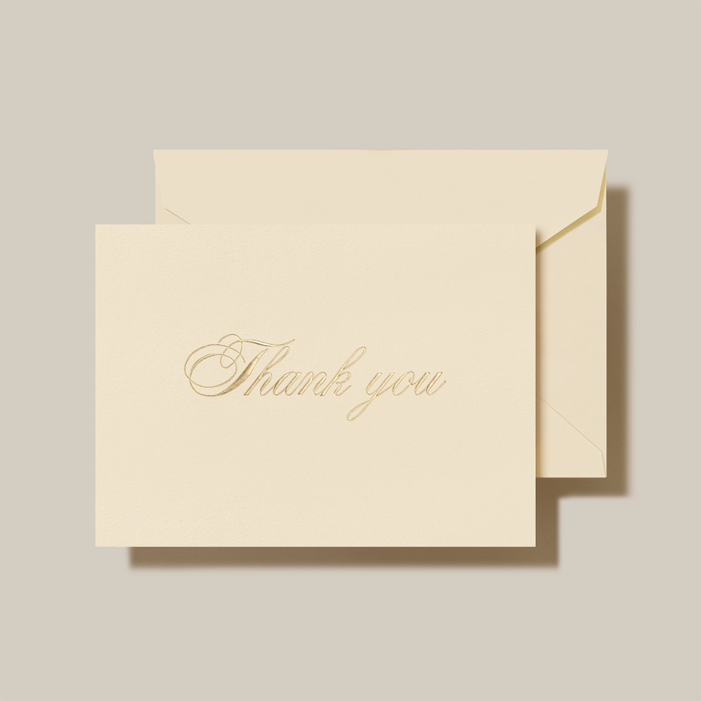 Crane Gold Script Thank You Note